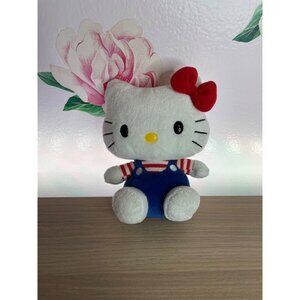 Ty Hello Kitty by Sanrio Blue Overalls Striped Shirt Plush